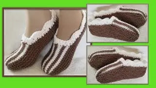 Tutoriel tricot-Pantoufles en moins de 3 heures!!-TRÈS TRÈS FACILE !-Spécial débutants!!
