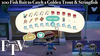How to catch Golden Trout & Stringfish 100 fish bait Animal Crossing new Horizons Lets Play FTVplay3