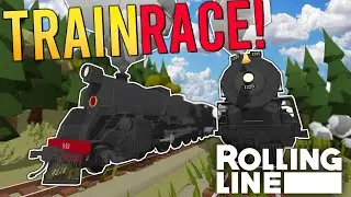 Three Way STEAM TRAIN RACE!  -  Rolling Line Gameplay