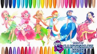 MY LITTLE PONY EQUESTRIA GIRLS GALA DRESS COLORING PAGE RAINBOW ROCKS FRIENDSHIP IS MAGIC MANE 6