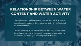 Water Activity vs Water Content