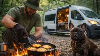 Silent Van Life Cooking Outside | Forest Camping with My Dog