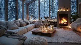 🎹 Romantic Piano Lounge | Winter Fireplace Ambience ❄️4 Hours Cozy Snowfall for Sleep & Relaxation 🔥