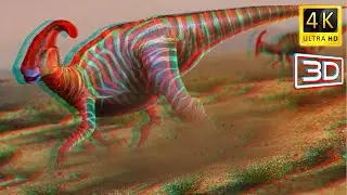 ANAGLYPH 3D | Jurassic Encyclopedia #18 - Parasaurolophus dinosaur facts | 3D GLASSES RED CYAN