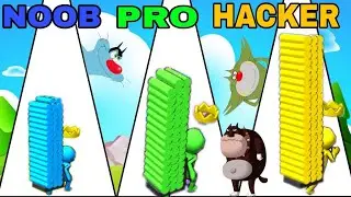 Noob vs pro vs hacker in ladder race l Oggy Jack and Bob l Tiroti Gaming