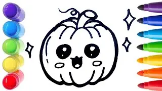 Cute Pumpkin Drawing | Easy Step by Step | Glitter Color Pumpkin Art