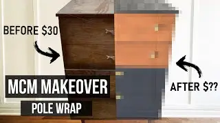 Преображение MCM Tallboy &mdash; обертывание столбов для создания текстуры &mdash; переворачивание мебели