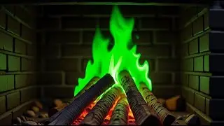 Green Flame Fireplace 🔥💚 Relaxing Healing Ambience | 2H Cozy Sleep, Meditation & Focus Background🔥🧪🌿