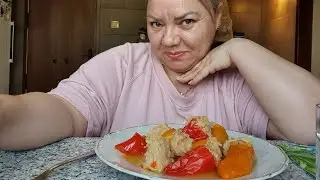 МУКБАНГ🍽КТО УМЕЕТ ТАК ЖРАТЬ.ПЕРЕЦ ФАРШИРОВАННЫЙ.MUKBANG who knows how to eat stuffed peppers like th