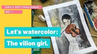 Violin water colour painting art with soulful violin music.