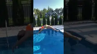 Backward High Jump Dive Slow Motion into Swimming Pool #shorts