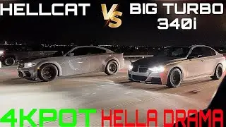 HELLA DRAMA ARGUING ON FREEWAY HELLCAT VS BMW 340i 4KPOT #mexico #racing #bmw #hellcat #drama #funny