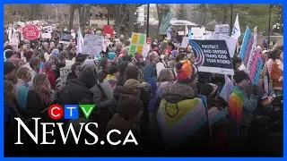 Trans community supporters, members rally against Bill 9 at Alberta Legislature