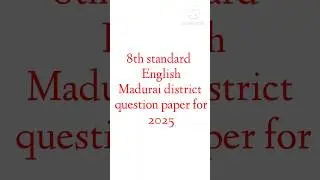 8th standard English Madurai district question paper for 2025 #tltt #kids