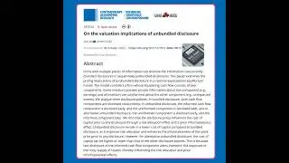 On the valuation implications of unbundled disclosure (Jia & Suijs, 2025) | FT50 CAR