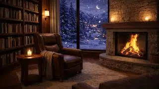 Winter Glow Cabin Ambience 4K &mdash; Cozy Fireplace & Snowfall Sounds for Sleep & Relaxation