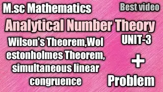 Wilson's Theorem ||Analytical Number Theory unit-3||