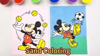 Relaxing Art: Coloring 2 Mickey Mouse Pictures with Sand ✨ (No Talking) #sandpainting