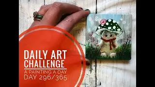 Daily Art Challenge 296/365 | Whimsical Christmas Mushroom Character | Acrylic Painting Time-lapse
