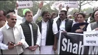 Shri Rahul Gandhi and Congress MPs protest in Parliament House over Delhi Violence