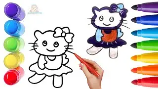 How To Draw cute Hello Kitty Drawing, Painting & Coloring For Kids and Toddlers_ Child Art🐋🌈🎨