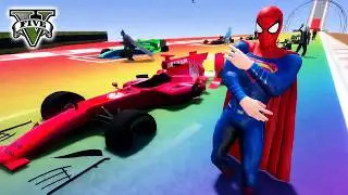 GTA V Superheroes Crazy Race Challenge with Super Cars | GTA 5 Superman Car Stunt Race