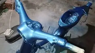 Honda super cub 50 body and parts after painting electric blue colour