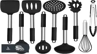 HaWare Silicone Utensils Set 9 Piece Kitchen Cooking Utensils Non stick Heat Resistant