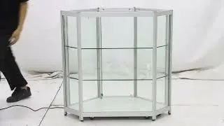 How to Assemble Silver Glass Display Corner Counter with LED Strip Lighting