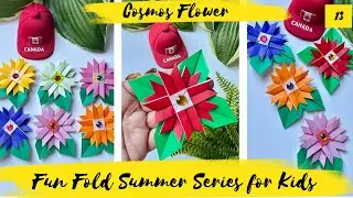 Summer Series 4 Kids 13:  Easy Origami Cosmos Flower #origami  #papercraft #paperart   #easyorigami