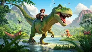 Row Row Your Dinosaur | Fun Dinosaur Rhyme | Nursery Rhymes & Songs