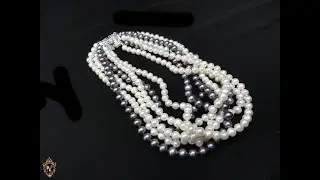 MARAVILHOSA JOIA DE &Eacute;POCA MAGNIFICO COLAR DE PEROLAS BRANCAS E NEGRAS
