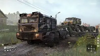 SnowRunner - KOLOB 74760 transporting a Azov 5319 truck through Russia.