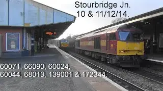 Old videos from 2014. 60071, 66090, 68013, 60024, 60044, 139001 172344. Stourbridge Jn. 10&11/12/14.