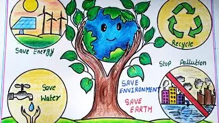 World nature conservation day poster drawing/Save nature save earth easy drawing/save nature poster 