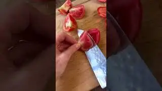 How to cut a tomato without making a watery mess, follow for more basics #cooking #knifeskills