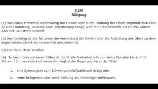Alarm: Fehlalarm - Paragraph 240 StGB N&ouml;tigung - Text vertont