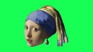 Blinking eyes lady with blue scarf on Green Screen  💙❤