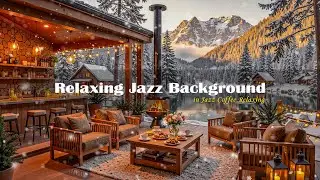 Snowy Mountain Lake Caf&eacute; ☕ Warm Fireplace, Cozy Seating & Relaxing Jazz Background for Study