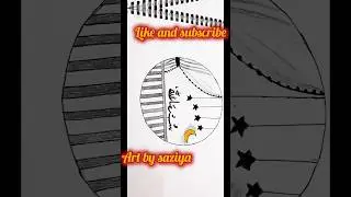 Circle Drawing with Subhan Allah Calligraphy | Moon with Circle Scenery Easy #art #islamicart #art