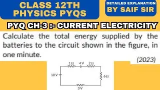 Calculate the total energy supplied by the batteries to the circuit shown in the figure in 1 minute