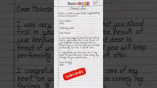 Informal letter | Write a letter to your friend congratulating him on his success | Letter #3 #short