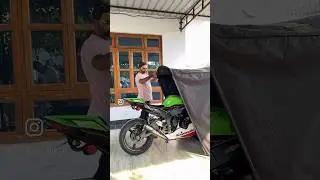 Kawasaki Ninja ZX10-R resting safely in the Polyvault Bike Shelter. What a Flex!