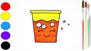 How To Draw A Cute Orange Juice Easy Step By Step | Orange Juice Glass Drawing Tutorial For Kids