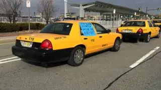 Taxi drivers protest Uber at Newark Liberty International Airport