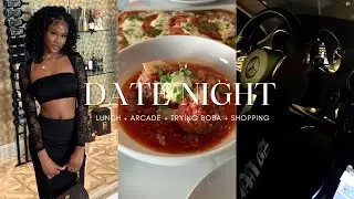 DATE NIGHT🎆 + Mini GRWM + Trying Boba + Arcade Games + Shopping + Italian Food