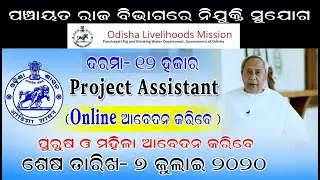 Project Assistant job in odisha. Qulification- Graduation, Salary- 12,000, Odisha Govt Job