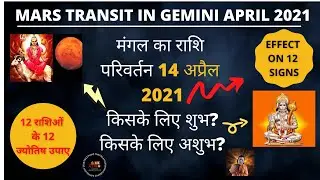 Mars transit gemini 2021 | mars rashi parivartan 2021 | mars transit April 2021 jyotish upaye
