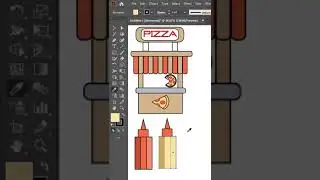 Flat Design pizza shop part 5 | Adobe Illustrator #tutorial #shorts #viral