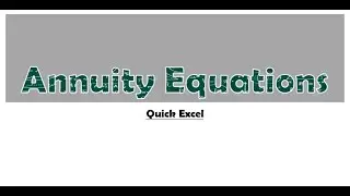 Annuity Quick Excel